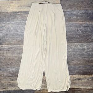 Zara Cream taupe Wide Leg Pants High Waisted dress pants size small S B114